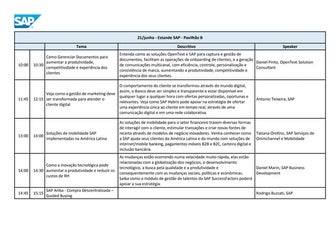 #SAPnoCIAB - Agenda do Estande da SAP