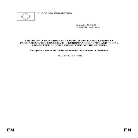 Agenda europea para la integración de nacionalidades de terceros países (2011)