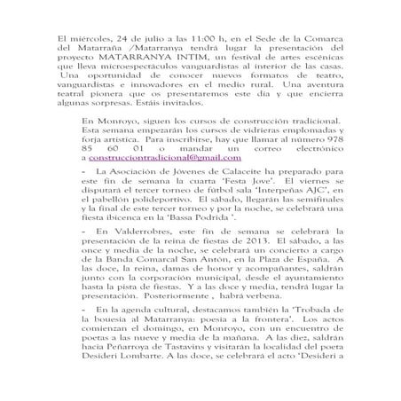 Agenda fin de semana del 25 26 27 de julio