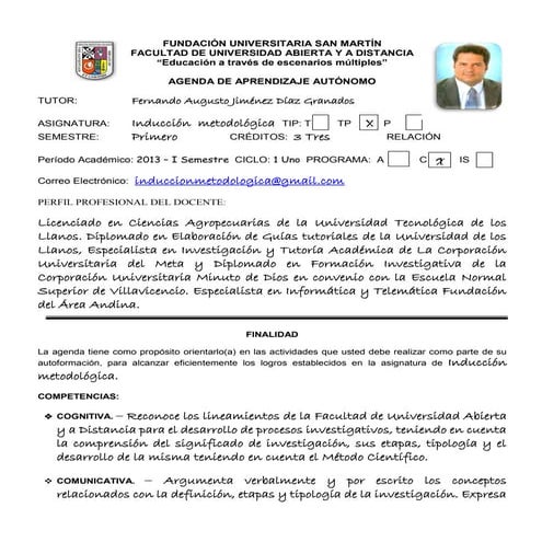 Agenda Inducción Metodológica Contaduría pública Sem B 2013