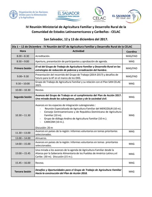 IV Reunión Ministerial de Agricultura Familiar y Desarrollo Rural de la Comunidad de Estados Latinoamericanos y Caribeños - CELAC