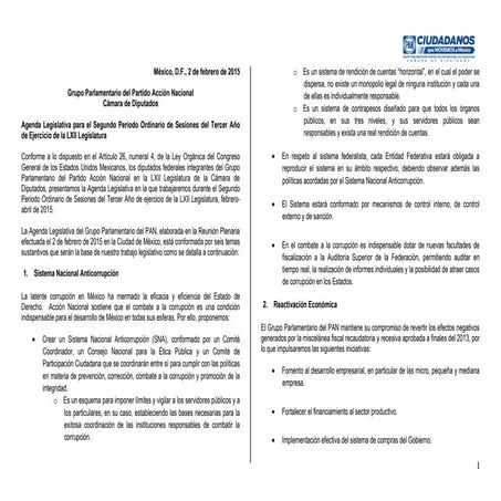 Agenda Legislativa GPPAN / 3er Año / 2o Período.