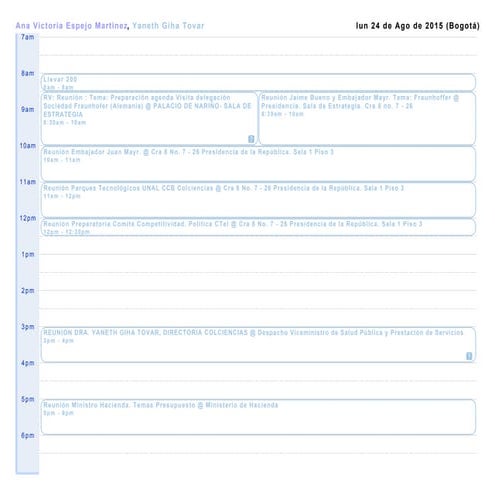 Agenda lunes 24 de agosto