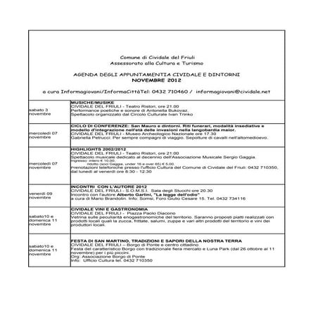 Agenda novembre 2012