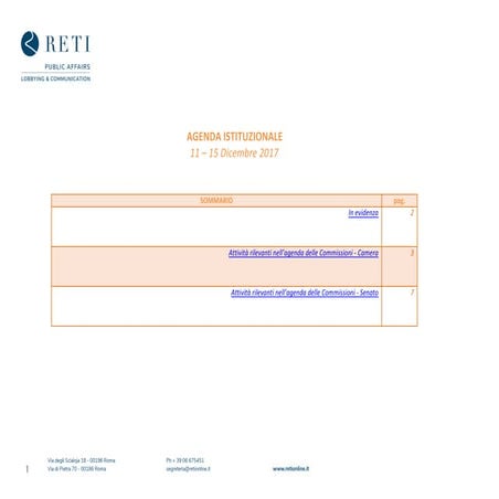 Agenda Rottamatore 11 dicembre 2017