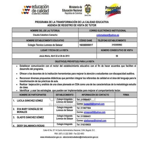 Agenda sexta visita jesús maría