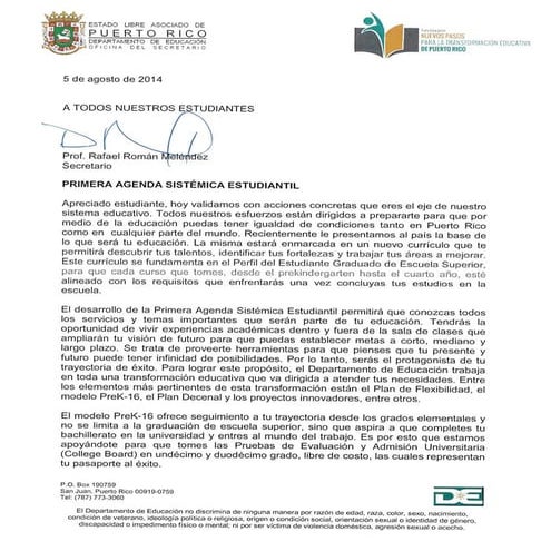 Agenda sistemica estudiantes