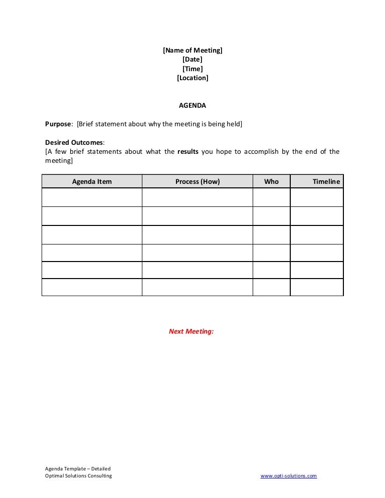 Agenda templates