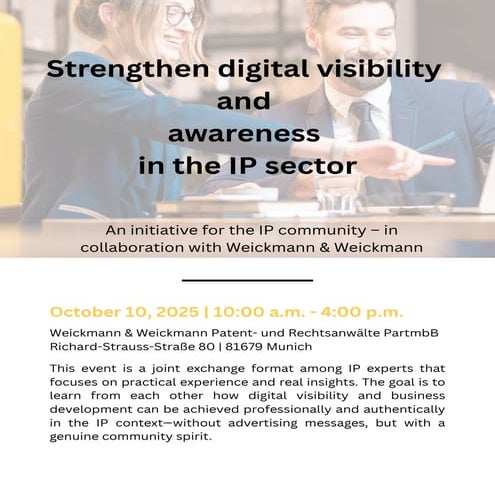 Agenda of the Expert Exchange at Weickmann & Weickmann