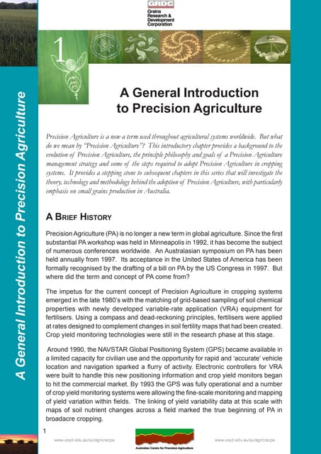 A general introduction to precision agriculture