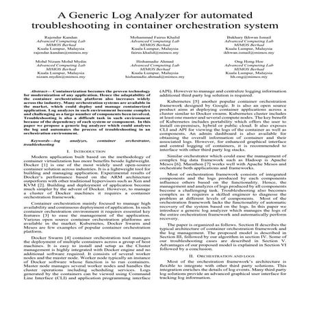 A generic log analyzer for auto recovery of container orchestration system