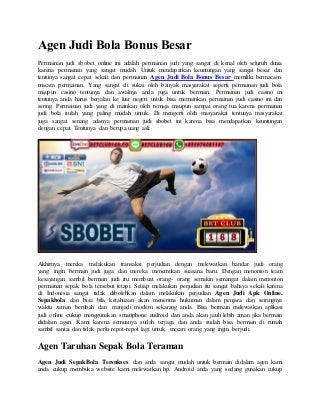 Agen judi bola bonus besar
