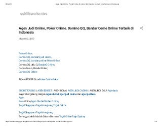 Agen judi online, poker online, domino qq, bandar ceme online terbaik di indonesia