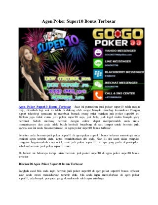 Agen Poker Super10 Bonus Terbesar - Gogopoker99