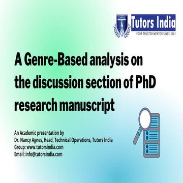 A genre based analysis on the discussion section of ph d research manuscript ...