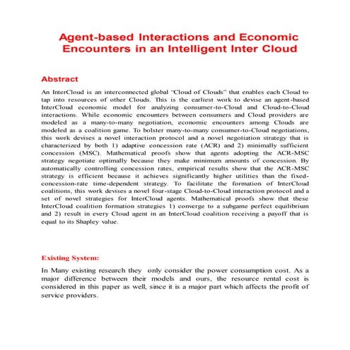 Agent based interactions and economic