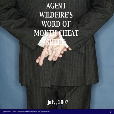 Word of Mouth Cheat Sheet (Agent Wildfire)