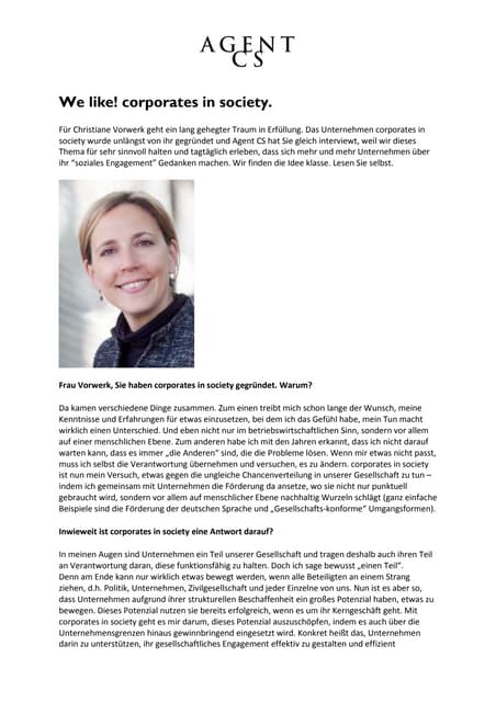 Agent CS - Corpartes in society