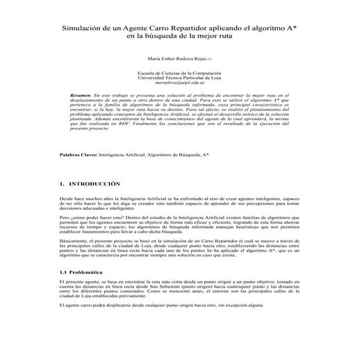 Agente  Carro Aplicando La Búsqueda  A Star