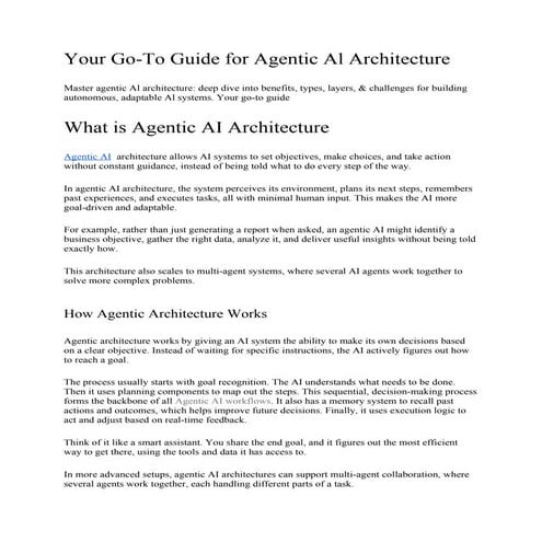Your Go-To Guide for Agentic Al Architecture