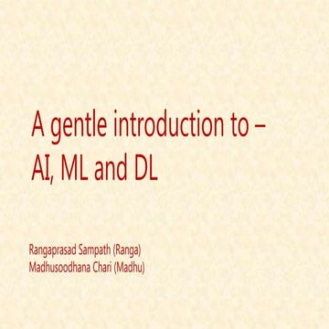 A Gentle Introduction to AI, ML and DL