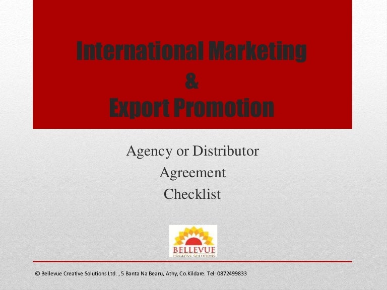 Agent or Distributor Agreement Checklist BCS 2014