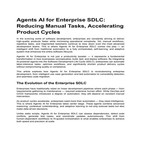 Agents AI for Enterprise SDLC_ Reducing Manual Tasks, Accelerating Product Cy...