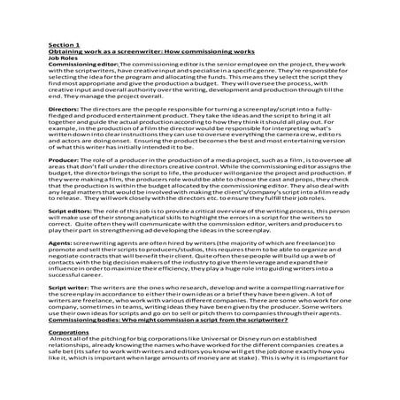 Exploring the role of a scriptwriter | DOCX