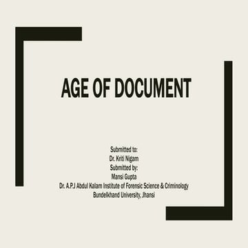 Age of document ppt  mansi