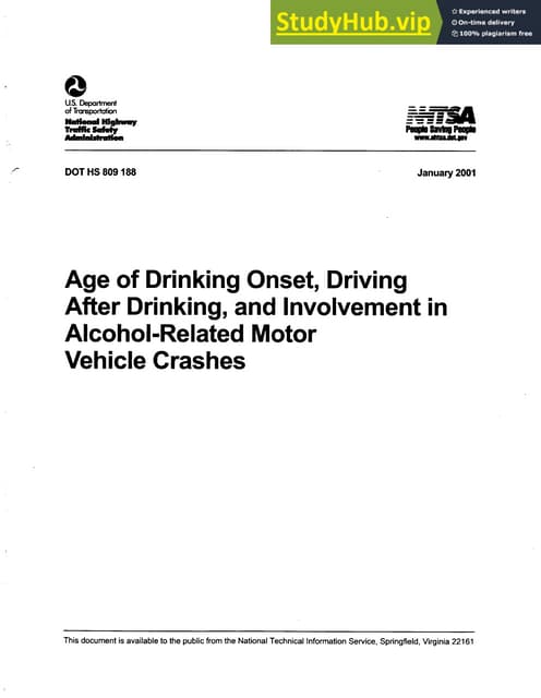 You May Avoid The Risks Of Alcohol-related Crashes By Age of drinking onset, driving after drinking, and involvement in