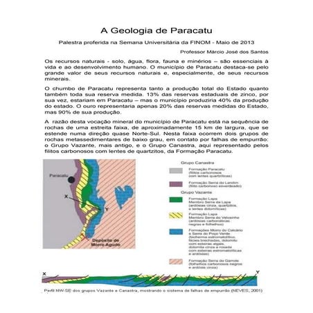 A geologia de Paracatu - MG
