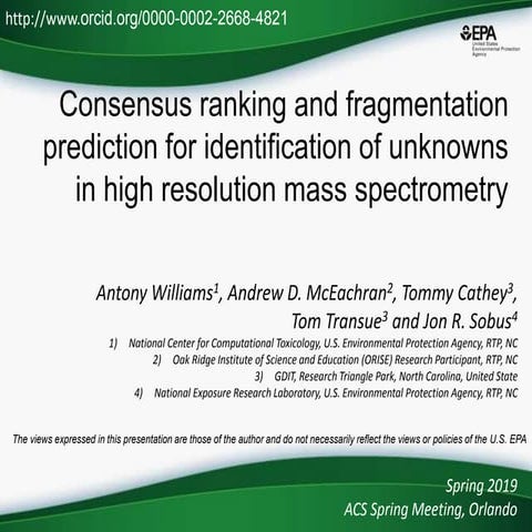 Consensus ranking and fragmentation prediction for identification of unknowns...