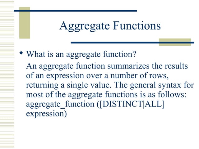 Aggregate functions