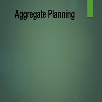 Aggregate planning