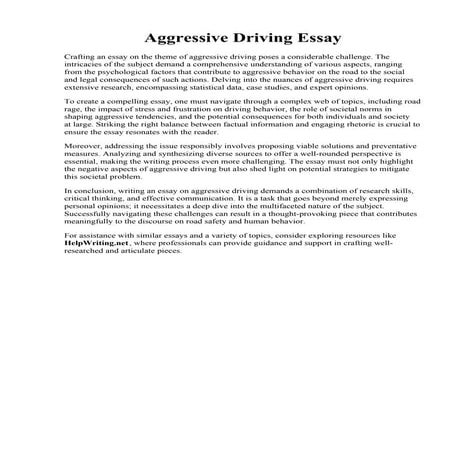 Aggressive Driving Essay. Aggressive drivers essay  The Friary School