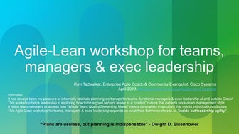 Agile lean workshop for teams, managers & exec leadership