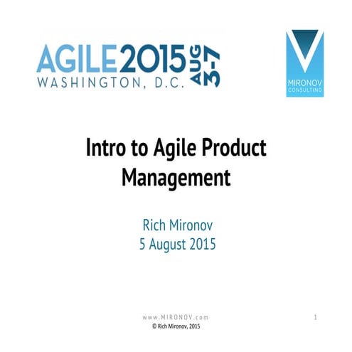 Agile205: Intro to Agile Product Management