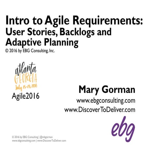 Intro To Agile Requirements(Agile2016 Bootcamp)