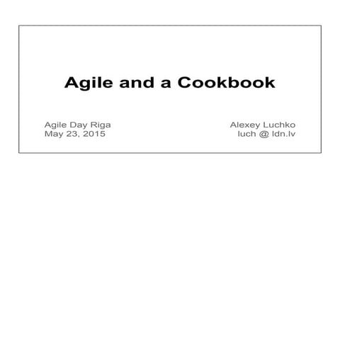 Agile and a cookbook