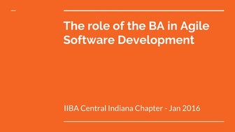 The Role of the BA in Agile Software Development