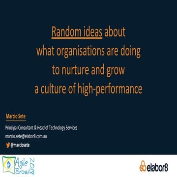 What organisations are doing to nurture and grow a culture of high-performance