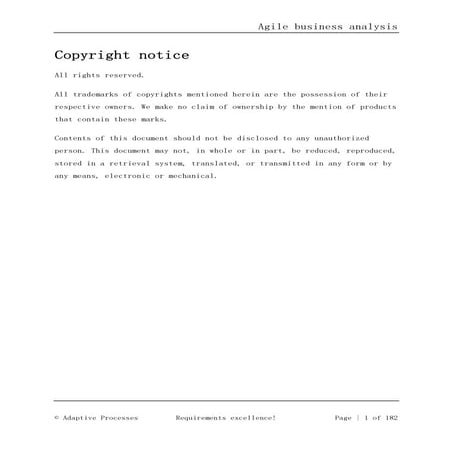 Agile business analysis v1 sample