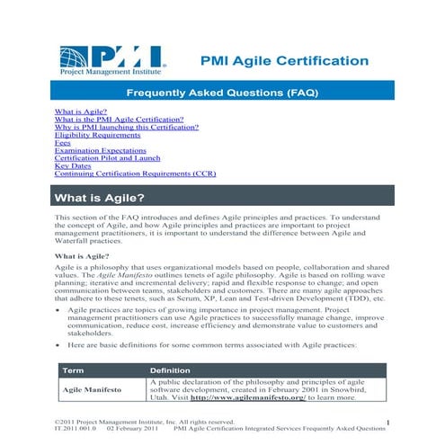 Agile certification integrated services faq it 2011 001 0  external version-