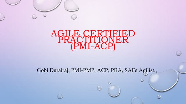 Agile certified practitioner Exam Notes
