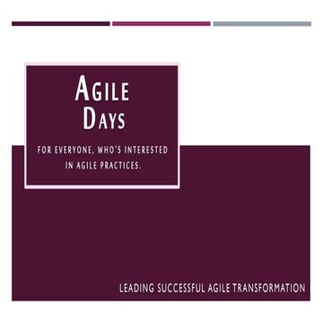 Agile days Introduction and Credits