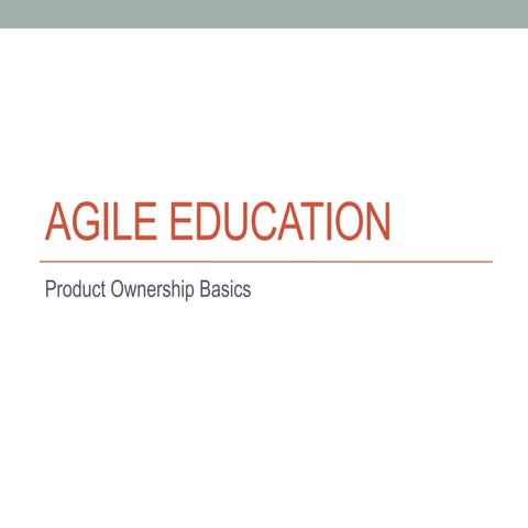 Agile Education: PO Basics