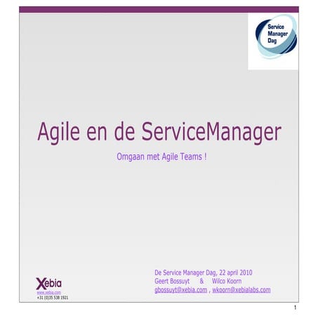 Agile en de service manager