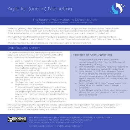 Agile for (and in) Marketing - An Agile Business Management Community Whitepaper