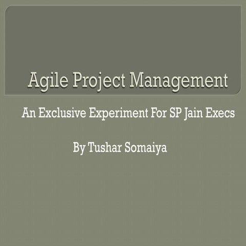 Agile Lecture at S. P. Jain Institute of Management and Research