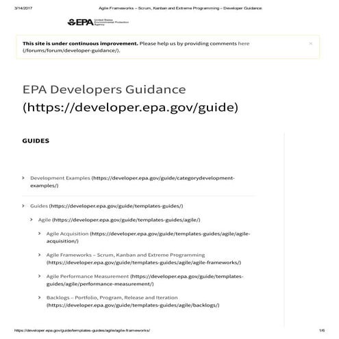 Agile frameworks – scrum, kanban and extreme programming – developer guidance